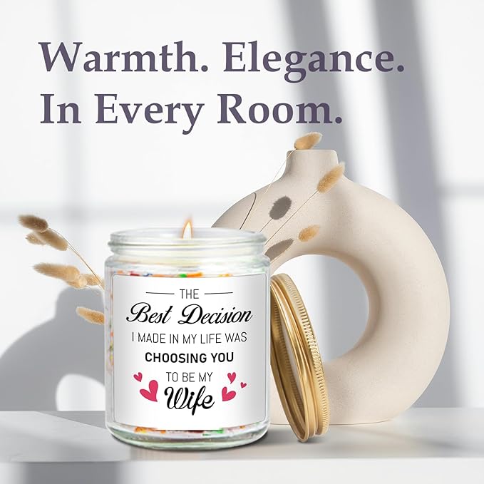 Wedding Gift for Wife from Husband, to My Wife Candle, Bride to Be Gifts for Women, Birthday Gift for Wife, I Love You Gifts for Her, Anniversary Present for Wifes, Lavender Scented