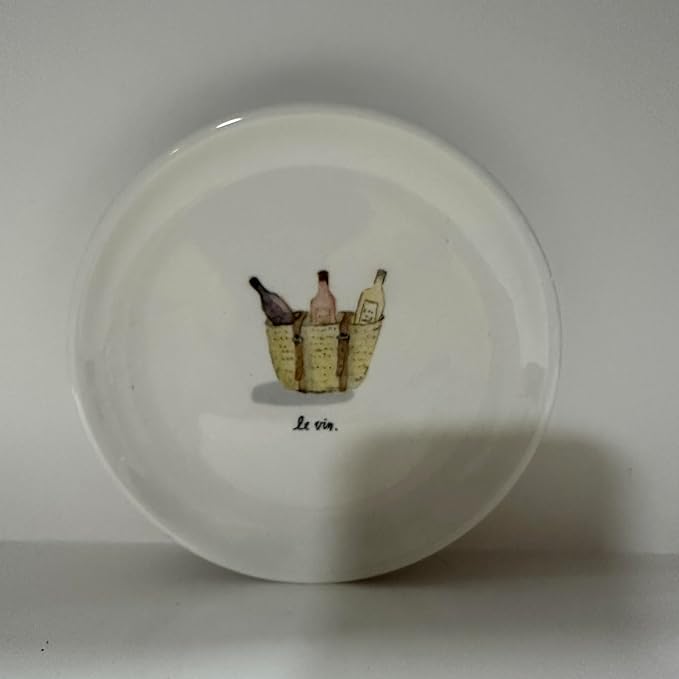 Rae -LE VIN Appitizer Plate 6 Inches SPRING - PICNIC - FRENCH STYLE PLATE- Dunn By Magenta