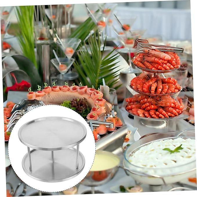 Luxshiny Stainless Steel Seafood Plate Crimped Smooth Snack Food Serving Tray for Restaurant Kitchen Silver Texture Home Serving Dish