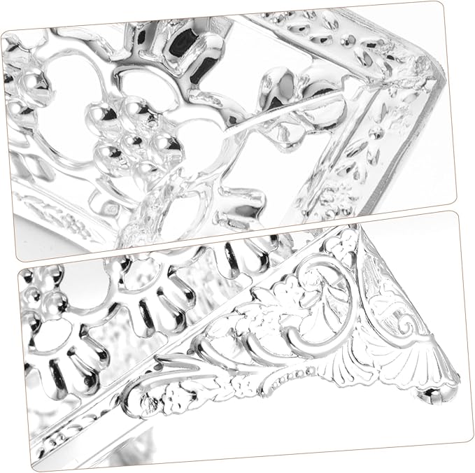 Unomor Nordic Style Metal Fruit Serving Tray with Handle 270# Silver Decorative Snack Plate for Parties and Entertaining Appetizer Storage Holder