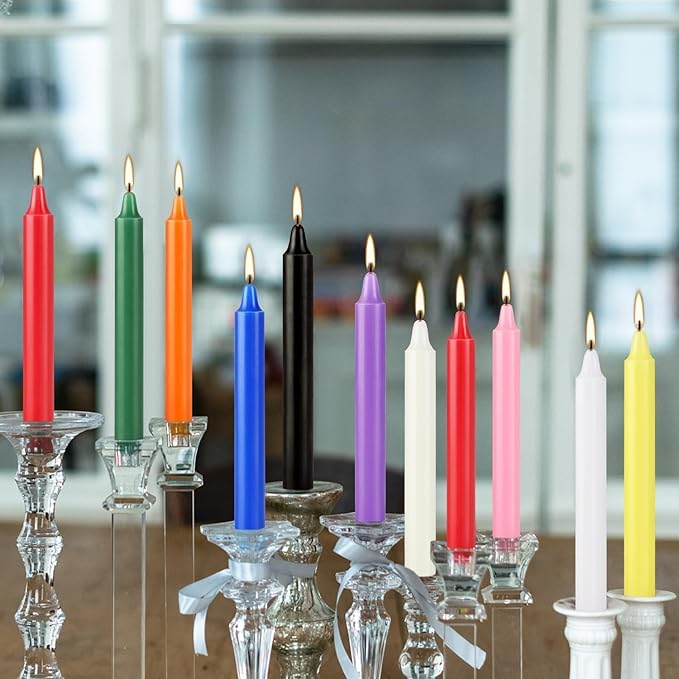 40 Pack Assorted Color Spell Chime Candles, 4 Inch Mini Taper Candles for for Home Decor Kitchen Decor Wedding Decoration-10 Colours