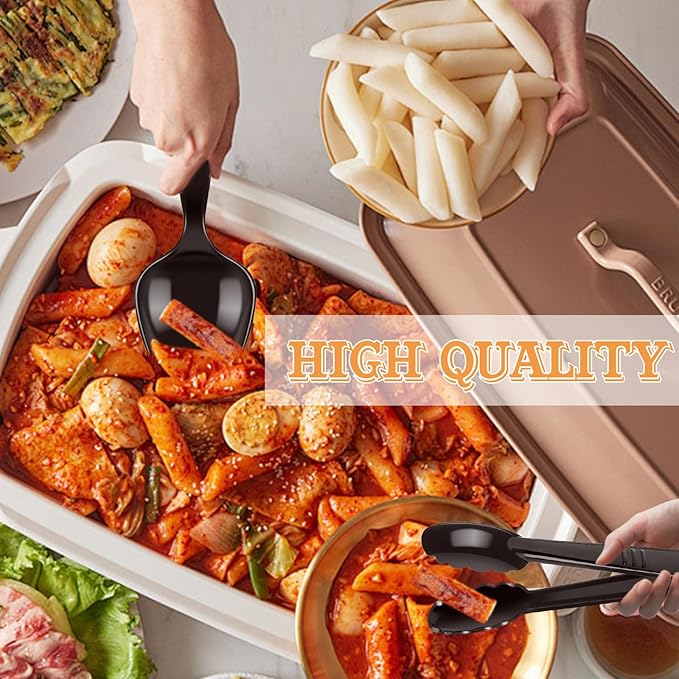 30 Pcs Black Plastic Serving Utensils Set - Includes 10 Spoons, 10 Tongs, 10 Forks - Heavy Large Disposable Serving Utensils for Parties, Holidays & Events,Gatherings