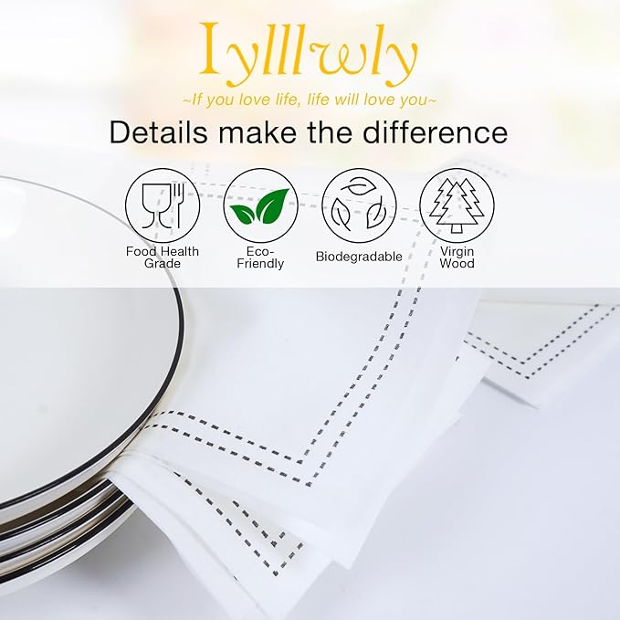 100 Pack White Cocktail Napkins Disposable - Linen Feel 5x5 Inch Premium Dessert Napkins for Weddings, Parties, Birthdays, Anniversary, Suitable for Restaurants, Bars, Reception, Home Events