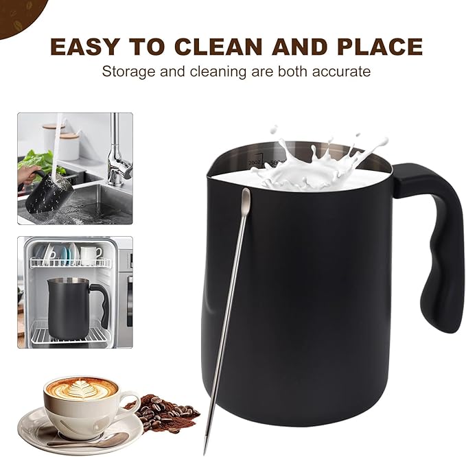 Milk Frothing Pitcher, Steaming Pitchers Stainless Steel Milk/Coffee/Cappuccino/Latte Art Barista Steam Pitchers Milk Jug Cup with Art Pen, 20oz