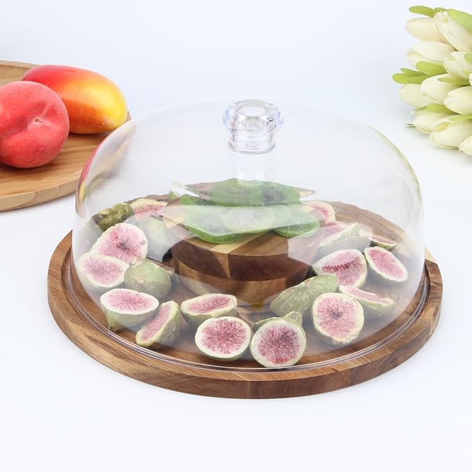 11 Inch Clear Cake Dome Cover, Acrylic Round Cake Stand Cover, Pastry Display Cloche for Food Plastic, Cake Cover Lid for Cake Stand Cake Plate Display Serving Platter, without Base