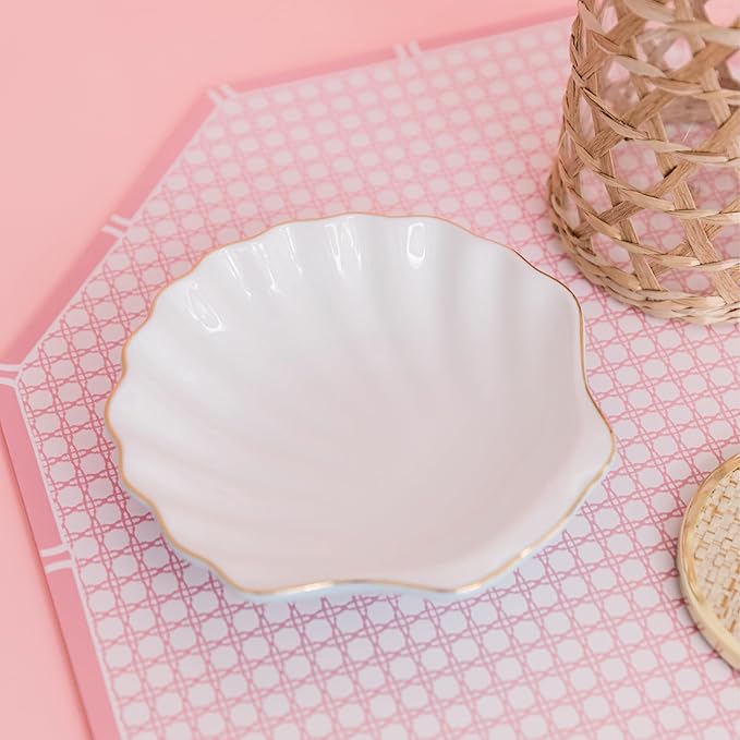 Lilly Pulitzer 6.5 Inch Seashell Appetizer Plates, Ceramic Plate Set of 2, Unique Plates for Home Kitchen, Blue and White Shells