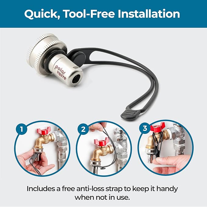 Outdoor Faucet Freeze Protection (Straight-Type, 4 Unit), Auto Temperature Control, Stainless Steel and Nitinol for Winter, Easy Installation, Water-Saving Solution