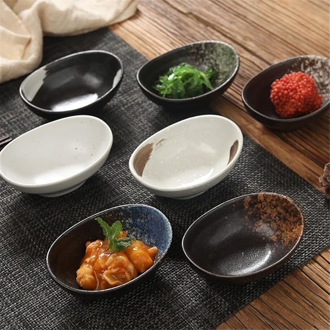 Appetizer Plates Ceramic Small Plate Egg Shaped Snack Bowl Sauce Bowls Seasoning Dish Home Kitchen Supplies for Condiment