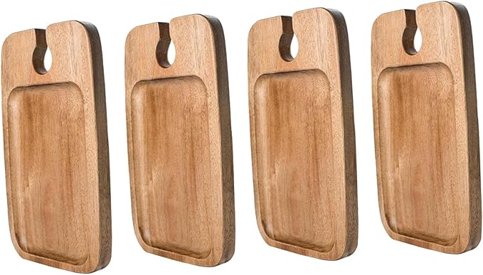 HouseVibe Appetizer Plate Cocktail Plate with Glass Holder Cheese Board Breakfast Tray for Home, 6 Inch Ceramic Plate with Stand- 4 Piece