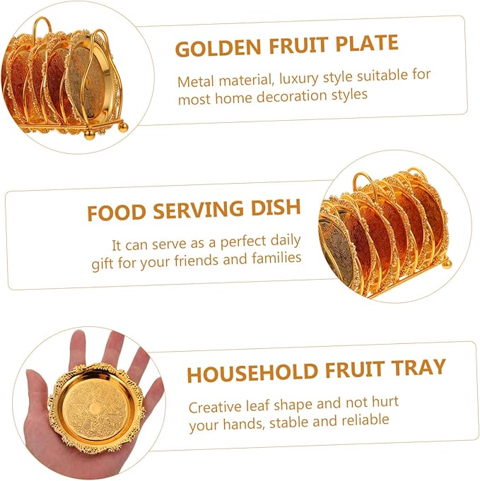 POPETPOP Golden Mini Snack Dish Set with Silver-Plated Rack Creative Food Serving Tray for Parties and Gatherings for Fruits and Appetizers