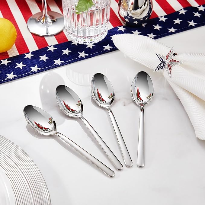 KEAWELL Premium Lucent 4-Piece 6.4 inch Spoon Set – 18/10 Stainless Steel Silverware with Mirror Polish, Dishwasher Safe for Table Setting and Entertaining (4, Teaspoons)