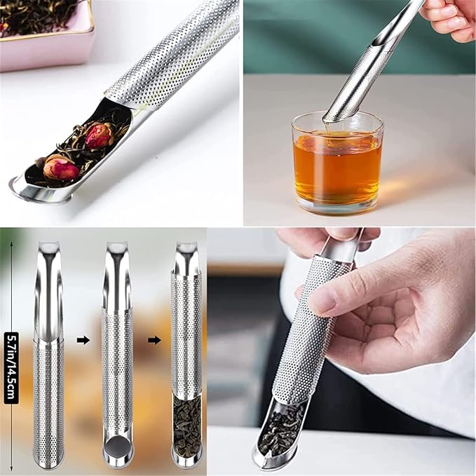 Tea Infuser, Tea Strainer, Tea Diffusers for Loose Tea, Gorgeous Lit Stainless Steel Tea Diffuser, 304 Stainless Steel Tea Strainer, Stick Pipe Tea Diffuser (2pcs +1 Brush)
