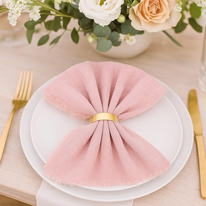 40Pcs Zinc Alloy Napkin Rings, Festival Metal Napkin Ring Holders, Gold Modern Serviette Buckles, Semicircle Metallic Adornment for Table Settings Kitchen Dinner Party Wedding