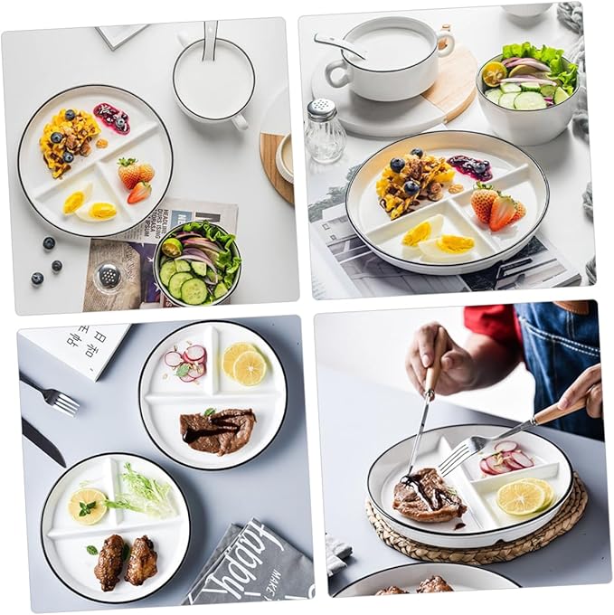 ABOOFAN Ceramic Divided Plate for Adults Stylish Food Tray with Rim Multi Functional Dish for Salads Desserts and Appetizers for Home Parties and Picnics