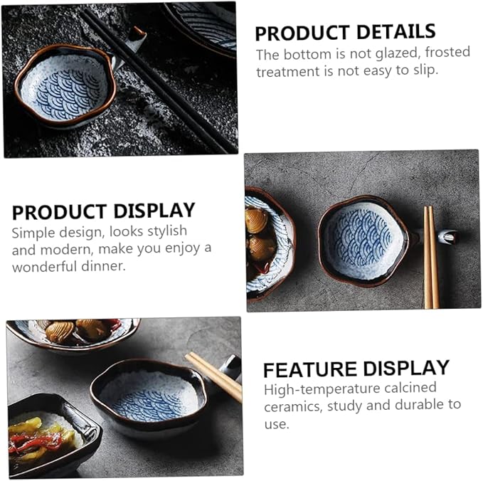 6 Pcs Japanese Dipping Dish Dessert Trays Vintage Tray Cutlery Tray Ceramic Chopsticks Rest Pottery Dip Bowls Ceramic Dip Bowls Appetizer Plates Flavor Dish Chopstick Rest