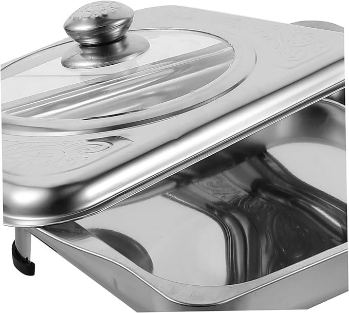 Ciieeo Buffet Foods Holder Stainless Steel Food Tray with Lid Rectangular Serving Dish for Buffet Catering and Parties Easy to Clean and for Entertaining