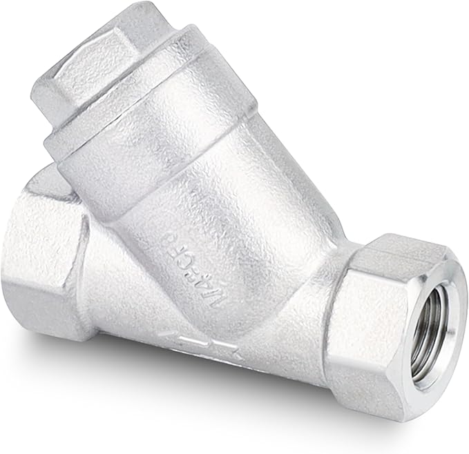 Industrial Plumbing Y Strainers NPT Female 1/4", Heavy Duty 304 Stainless Steel Y-Strainer, Y-Shaped Filter Valve Connector with 80 Mesh Screen to Remove Excess Impurities for Water Oil Gas DN8