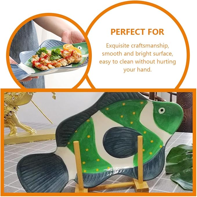 Mobestech Theme Plate Ceramic Food Serving Dish Hotel Buffet Plate Steamed Fish Tray