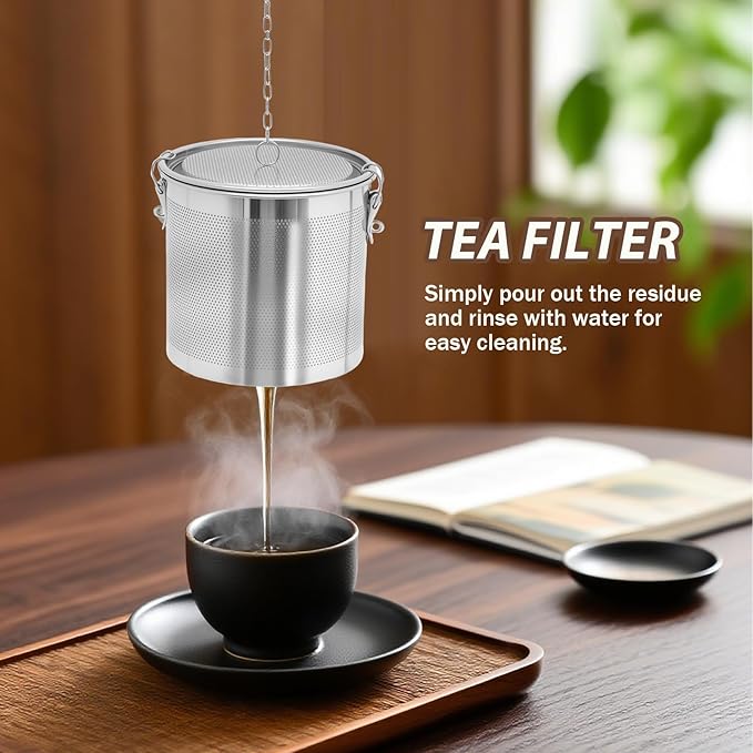 MDEOOSKY Extra Fine Mesh Holes Seasoning Strainer Tea Ball Filter, 5.11"L x 5.11"W x 5.70"H Stainless Steel Multifunctional Kitchen Tool for Cooking, Seasoning, and Brewing Tea, 14x14x14cm