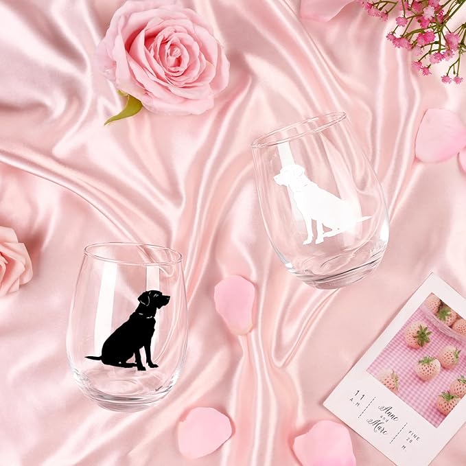 Futtumy Labrador Retriever Wine Glasses - Set of 2, Gifts for Dog Lovers for Christmas, Birthday, Mother's Day - 17Oz Women's Wine Glasses