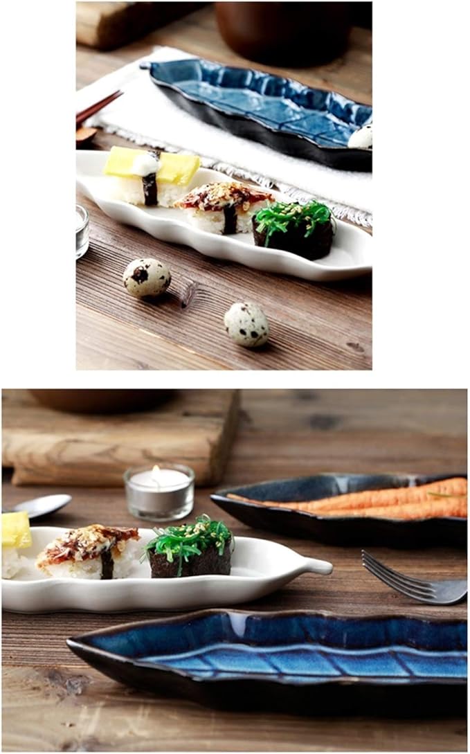 Snack Plate Ceramic Appetizer Plate Fast Food Plate Sushi Plate Fruit Set Plate Leaf-Shaped Tableware Snack Plate Sauce Plate Snack Tray (Color : B)