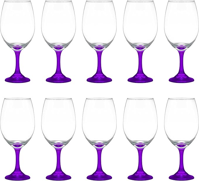 DISCOUNT PROMOS Rioja Grand Wine Glasses 20.75 oz. Set of 10, Bulk Pack - Perfect for Hotel, Bar, Restaurant or Lounge - Purple