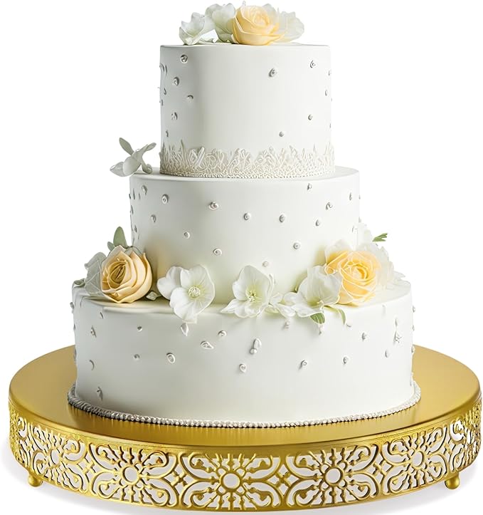 Wenqik 18 Inch Gold Cake Stand Metal Round Cake Stands Set Dessert Display Cupcake Stands Plates for Wedding Brithday Party Celebration