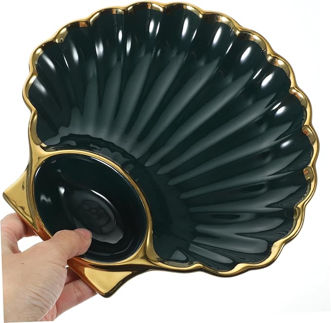 1pc Dumpling Plate Sauce Versatile Sushi Dish for Snacks Fries and Appetizers Easy to Clean Shell-shaped Ceramic Plate for Home and Restaurant Use