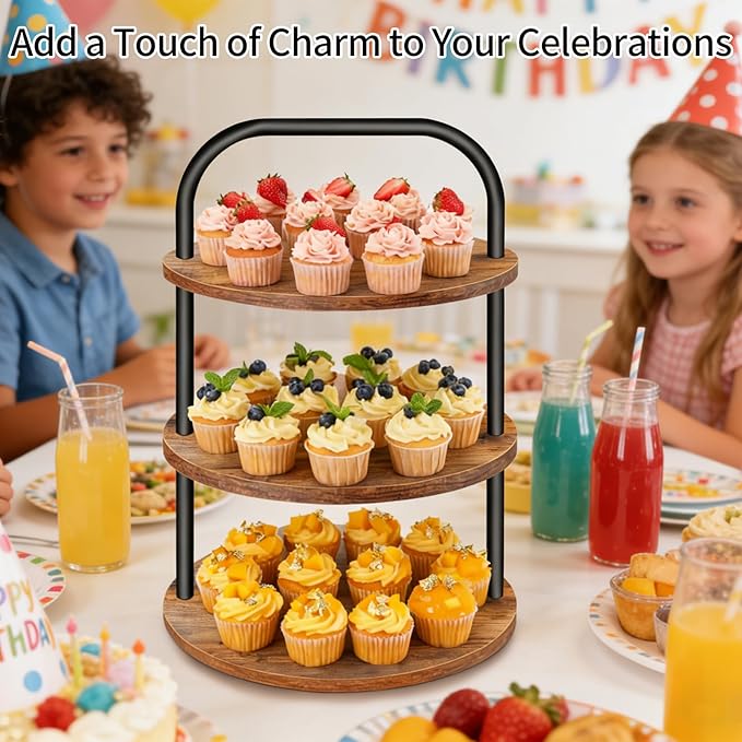 Cupcake Stand, Wooden Cupcake Stand for 50 Cupcakes 3 Tier Large Dessert Table Display Set Cupcake Tower Tiered Tray Stand Serving Tray for Party Supplies Vendor Display Farmhouse Decor