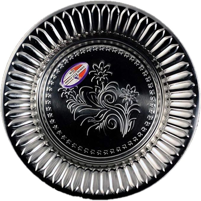 11" Silver Round Stainless Steel Serving Tray 30CM