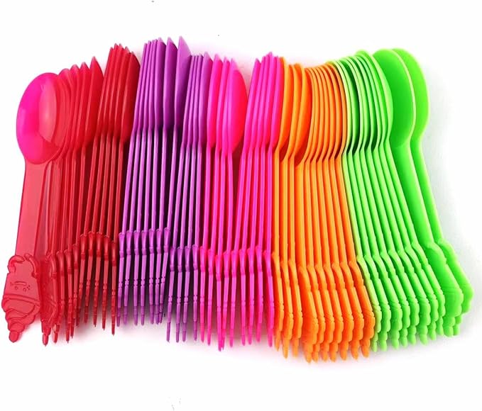 50PC Reusable Heavyweight Swirl Spoons, Durable Dessert Spoons for Frozen Yogurt, Ice Cream, and Snacks More(Assorted 5 Colors)