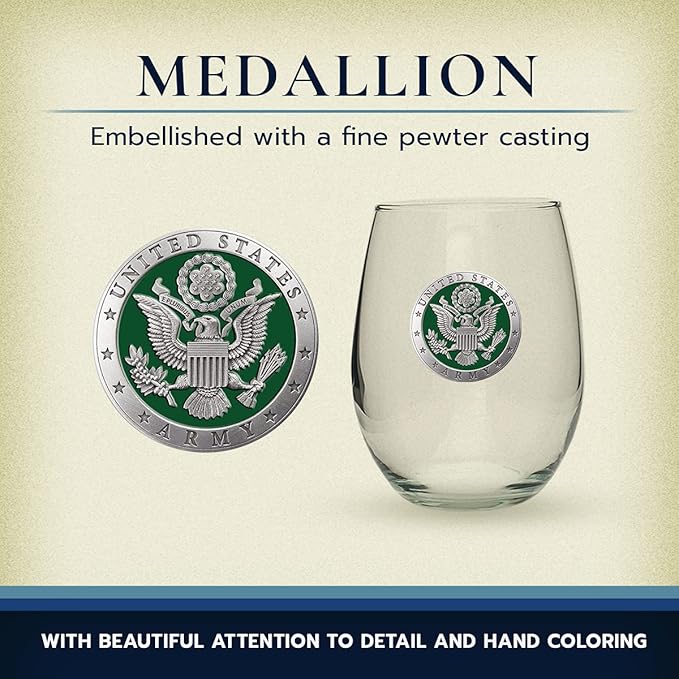 Heritage Pewter Army Stemless Glass Goblets – Set of 2 | 15 OZ Goblet Wine Glasses | Expertly Crafted Pewter Glass