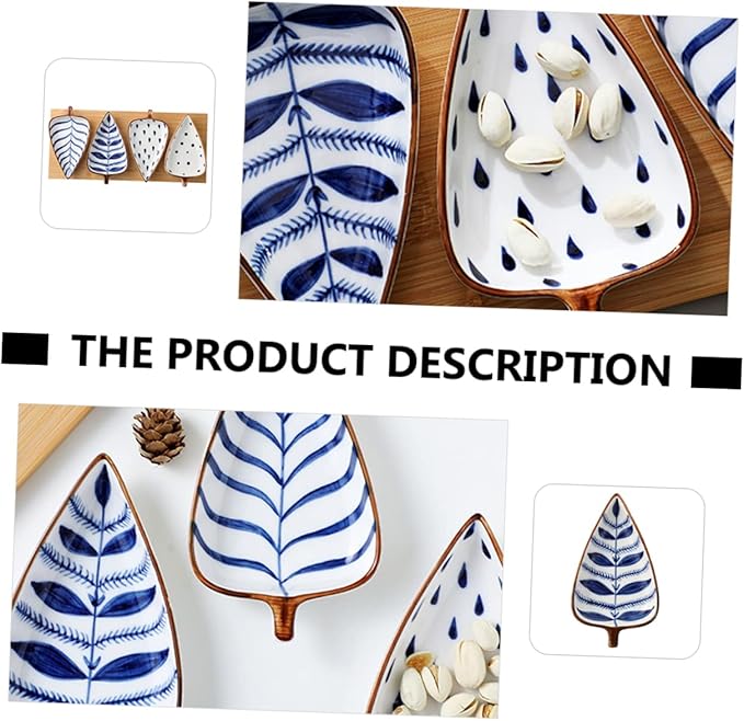 Alipis Mini Snack Dish Stylish Leaf Shape Appetizer Plates for Dipping Sauces for Entertaining Everyday Use Hand-painted Japanese Design