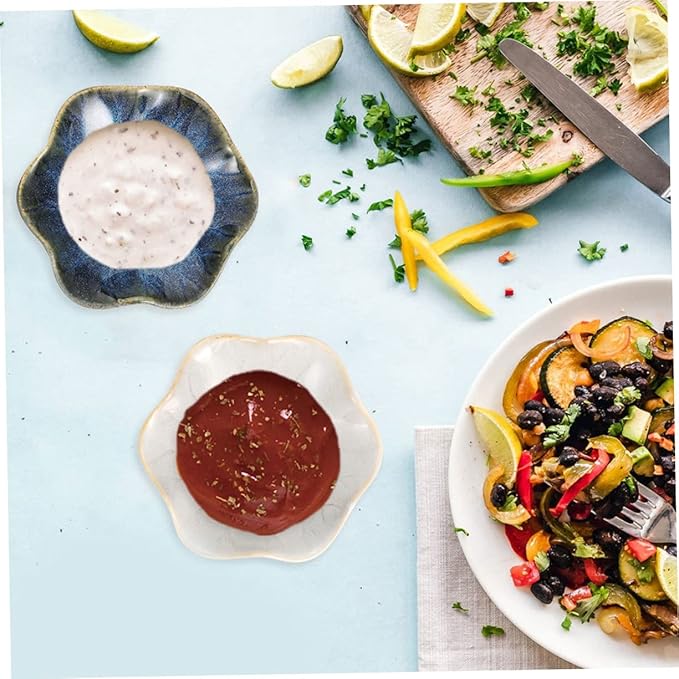 3pcs Ceramic Seasoning Dishes Assorted Color Appetizer Plates for Sauces Dips and Condiments for Home Restaurants and Entertaining