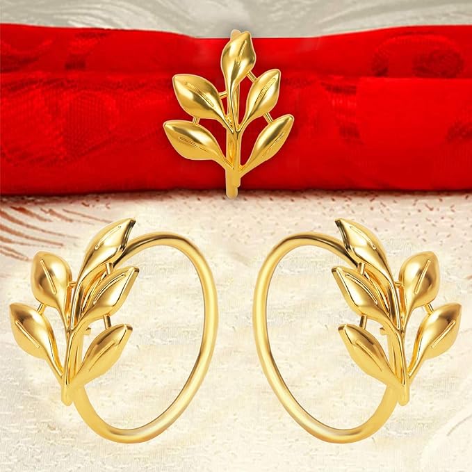 KPOSIYA Set of 300 Leaf Napkin Rings Metal Gold Napkin Holder Table Napkin Rings for Thanksgiving Day Christmas Dinning Table Parties Everyday (Ye Zi-Gold 300)