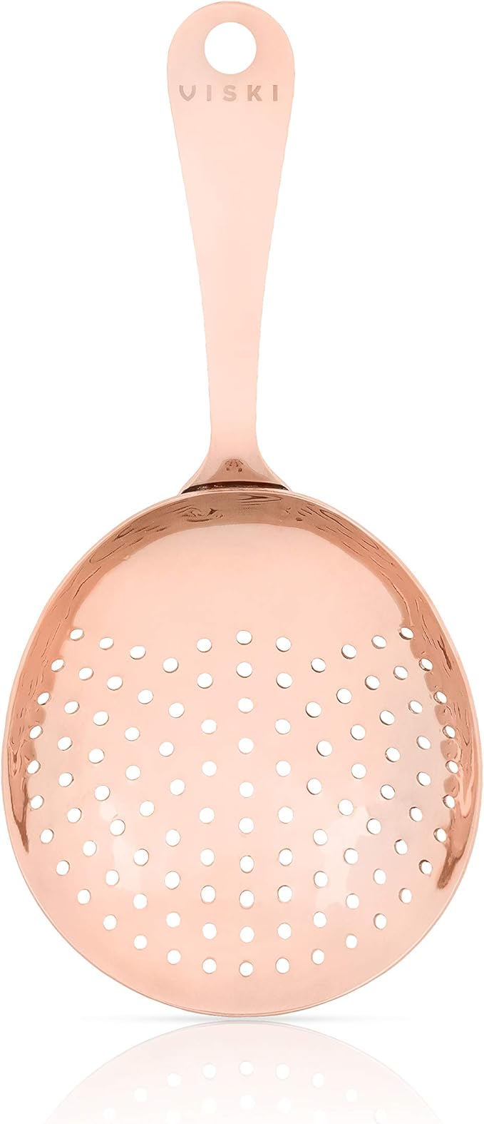 Viski Julep Stainless Steel Cocktail Strainer, Bar Tools, Drinks Spoon for Bartenders and Mixologists, Home or Commercial Use, Professional Metal Barware, Copper