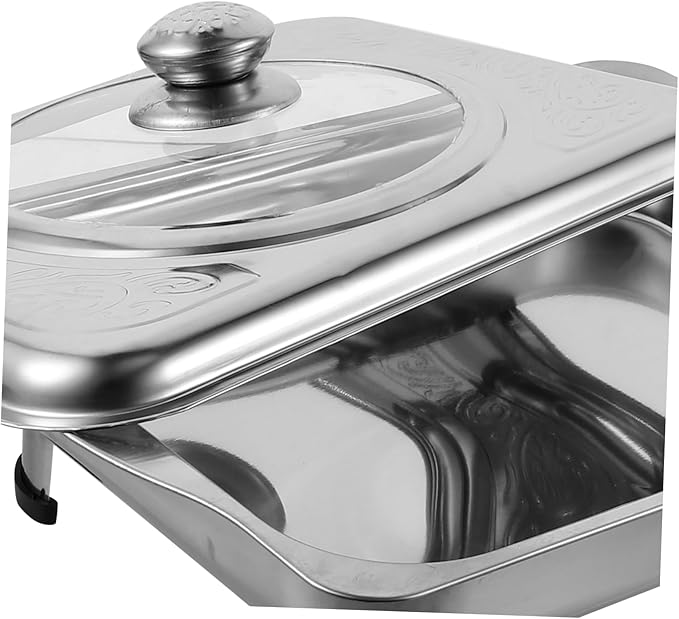 Luxshiny Stainless Steel Dinner Plate Divided Serving Tray with Lid Reusable Serve Large Serving Tray Chilled Food Trays with Lids s with s Fancy Food Silver