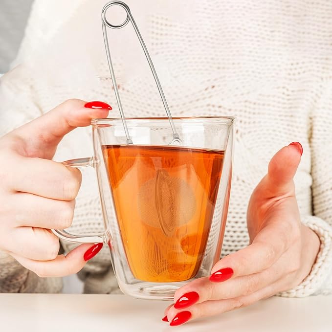 Yinder 108 Pcs Stainless Steel Tea Infuser with Handle Snap Ball Tea Strainer Metal Tea Ball Infusers for Loose Tea Fine Mesh Ball Tea Filter Tea Pincer Reusable Tea Steeper with Tong for Tea Bag