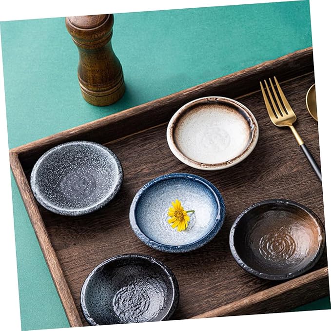 Zerodeko 5pcs Ceramic Dipping Bowl Sauce Dish Seasoning Plate Condiment Bowl Appetizer Dish for Kitchen Party Camping