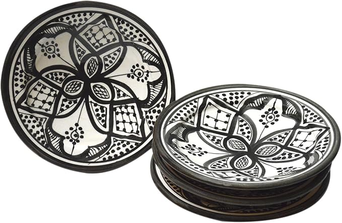 K-Musculo Moroccan Ceramic Plates Handmade Appetizer Tapas Serving Set Of 4 plates