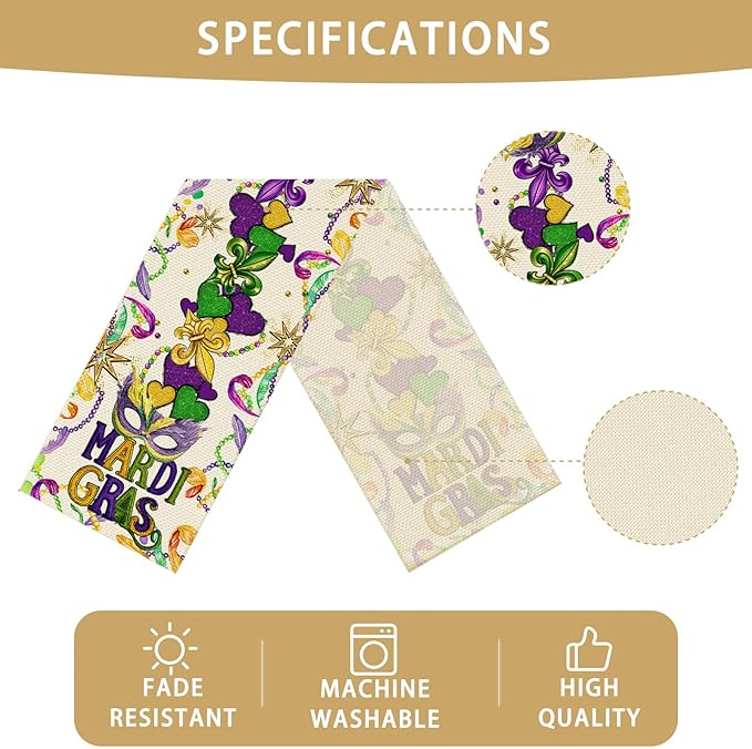 Green Gold Hearts Table Runner Seasonal Holiday Kitchen Dining Linen Table Decoration for Indoor Outdoor Home Party Decor 13 x 72 Inch
