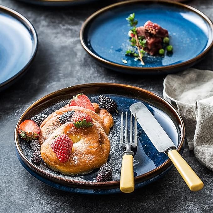 Kitchen Plates Serving Plate Tray Ceramic Plate Creative Tableware Plate Restaurant Steak Plate Flat Plate Restaurant Plates(24cm)