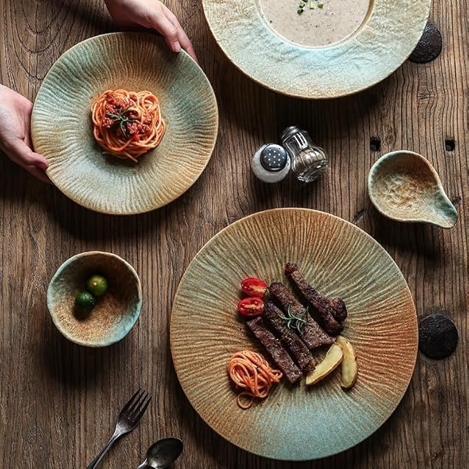 Round Ceramic Plate For Steak And Western Food Tableware For Home And Hotel(10inchfishplate)