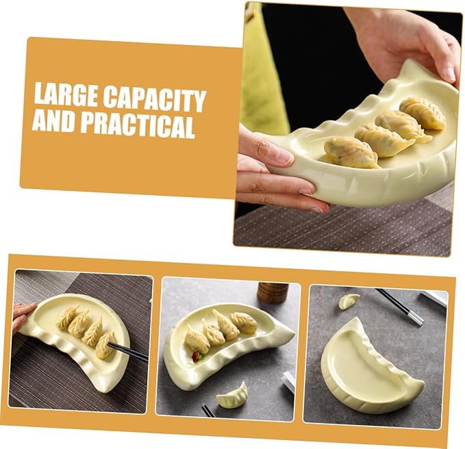 Unique Shape Dumpling Plate Ceramic Dinnerware Snack Plates for Style Table Setting