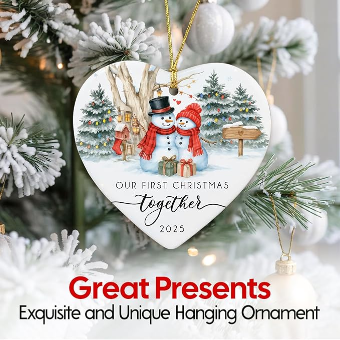 NewEleven Couple Gifts - Our First Christmas Ornament 2025 for Him, Her, for Couple - Newlywed Gift, Meaningful Present from Wife, Husband - Christmas Ornament