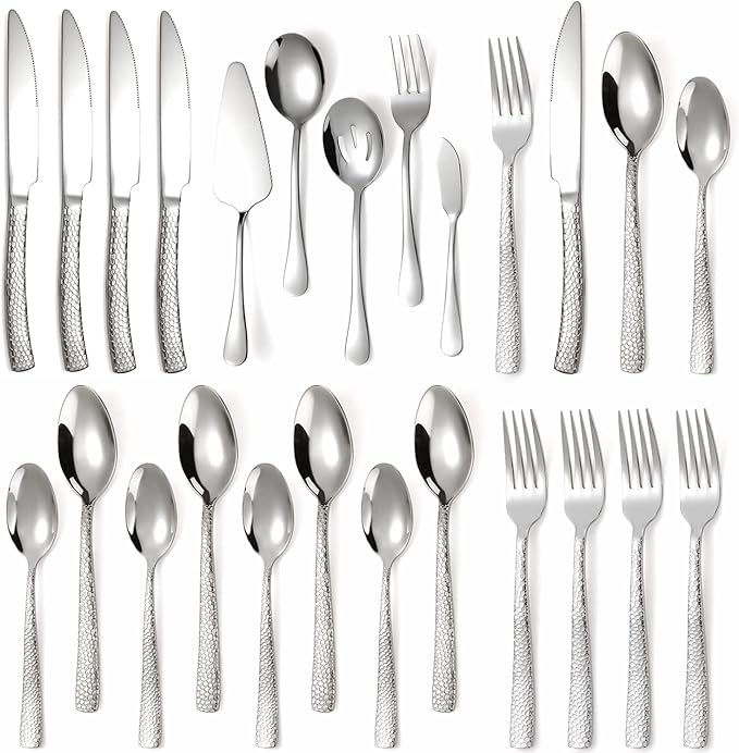 Silverware Set with Serving Utensils Stainless Steel Flatware Set for 4 Cutlery Utensil Sets Includes Forks Spoons Knives for Home Restaurant Hotel