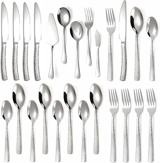 Silverware Set with Serving Utensils Stainless Steel Flatware Set for 4 Cutlery Utensil Sets Includes Forks Spoons Knives for Home Restaurant Hotel