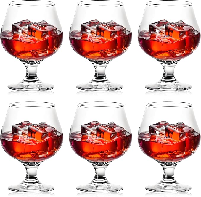 Whiskey Glasses Set of 6, Bourbon Glass, Old Fashioned Glasses, 11.5 Oz Short Stem Wine Glass for Spirits, Vodka, Scotch,Cognac, Brandy, Cocktails (Set of 6)