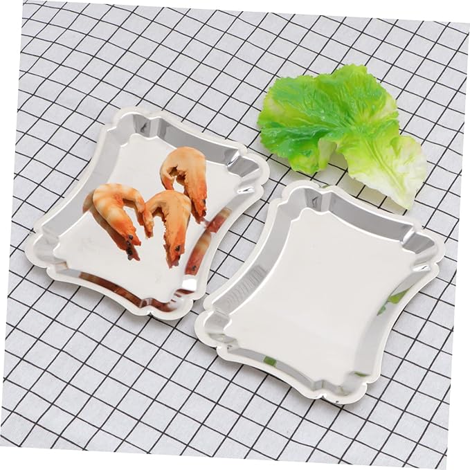 Ciieeo 2pcs Snack Trays for Party Large Serving Tray Stainless Steel Dessert Plate