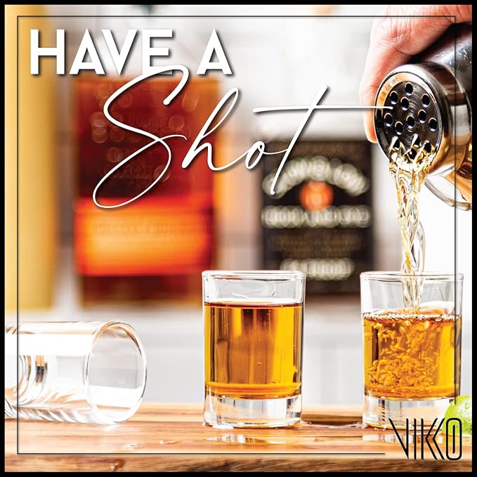 Vikko 1.9 Ounce Shot Glasses, Set of 6 Small Liquor and Spirit Glasses, Durable Tequila Bar Glasses For Alcohol and Espresso Shots, 6 Piece Mini Shooter Glass Set (Chile)